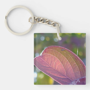 Porte-clefs Feuilles Rouges Et Bokeh