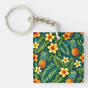 Porte-clefs Feuilles tropicales et motif ananas