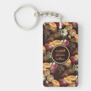 Porte-clefs Fèves et fleurs de cacao, Motif de chocolat