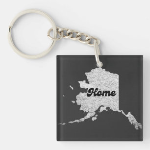 Porte-clefs fier Alask State Home Map Outline Rocky Map AK