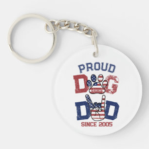 Porte-clefs Fier American USA Pet Dog Papa Lover US Drapeau