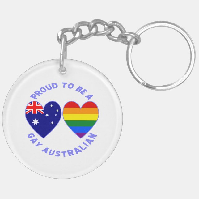 Porte-clefs Fier d'être gay drapeau du coeur australien (Dos gauche)