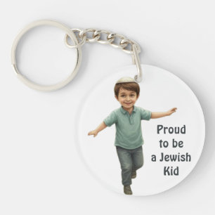 Porte-clefs Fier Enfant Juif - Aquarelle Douce et Mignonne