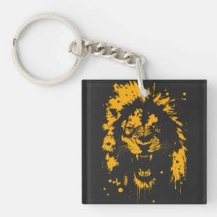 Porte-clefs Fierce rugissement lion splash art