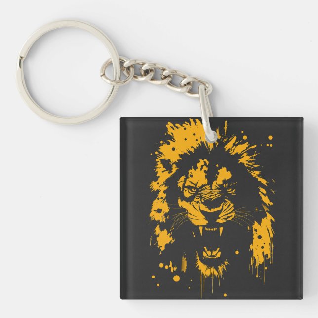 Porte-clefs Fierce rugissement lion splash art (Devant)