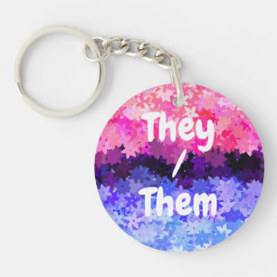 Porte-clefs Fière Omnisexualité Groovy Boho Quirky Rétro Flora