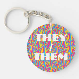 Porte-clefs Fière Pansexualité Groovy Trippy Squiggly Quirky 