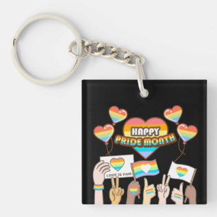 Porte-clefs Fierté amour. L'amour est juste. Mois de fierté. K