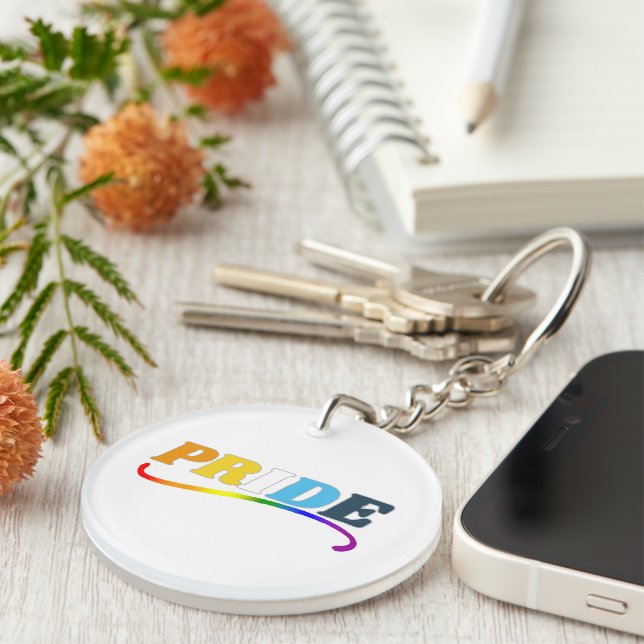 Porte-clefs Fierté AroAce - Swoosh Arc-en-ciel (Devant droit)