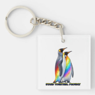 Porte-clefs Fierté de pingouin arc-en-ciel – Tenir ensemble