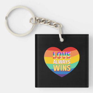Porte-clefs Fierté gay- l'amour gagne toujours. Couleur arc en