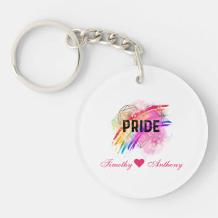 Porte-clefs Fierté LGBTQ personnalisée Coeur couleur arc-en-ci