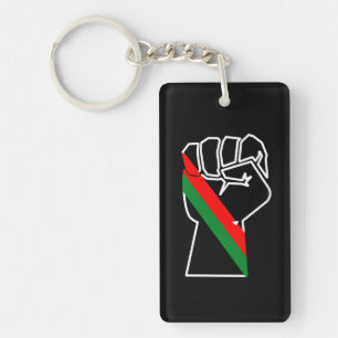 Porte-clefs fierté noire drapeau rouge vert poing panafricain 
