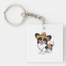 Fiesta Papillon Chien portant Sombrero et Sarape