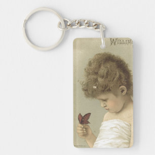 Porte-clefs Fille Admirant Porte - clé d'Ephémère papillon