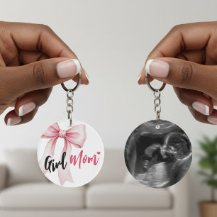 Porte-clefs Fille au ruban rose Maman Ruban Cadeau Baby Shower