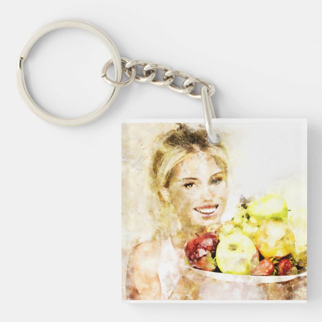 Porte-clefs Fille aux fruits (Devant)