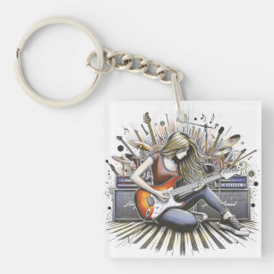 Porte-clefs Fille avec des vibes musicales
