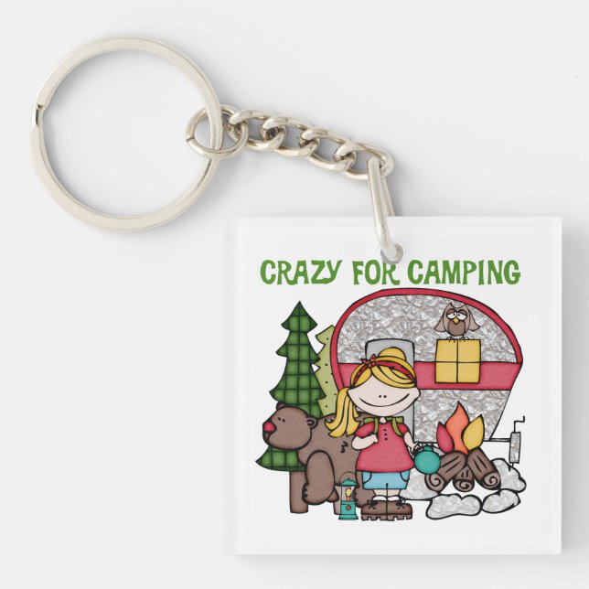 Porte-clefs Fille blonde folle pour camper (Devant)