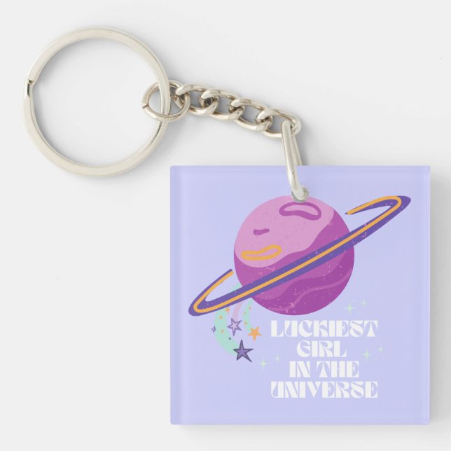 Porte-clefs Fille chanceuse, Fille chanceuse, Lucky, Affirmati (Devant)