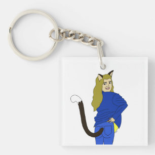 Porte-clefs fille chat