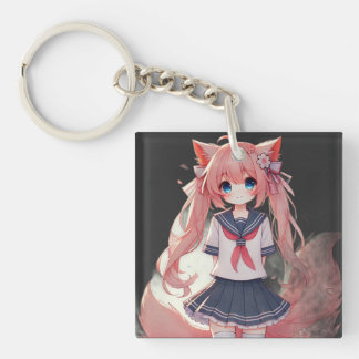 Porte-clefs Fille chat anime