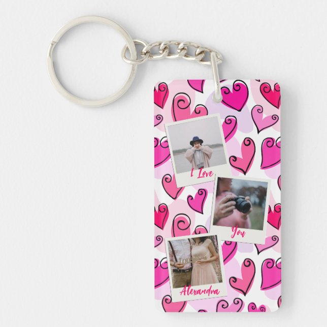 Porte-clefs Fille Coeurs roses mignonette Romantique Saint-Val (Devant)