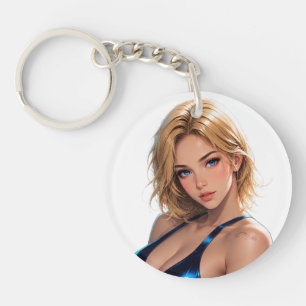 Porte-clefs Fille d'anime de fitness - Esthétique de la séance