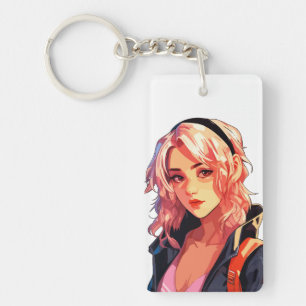 Porte-clefs Fille d'anime radieuse : Belle œuvre d'art de mang