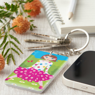 Porte-clefs Fille Dans Un Porte - clé De Parc