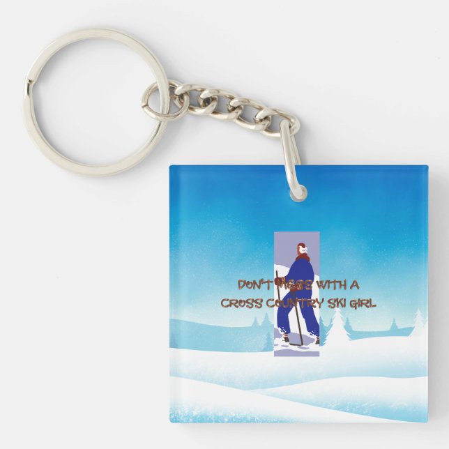 Porte-clefs Fille de ski de fond TOP (Devant)