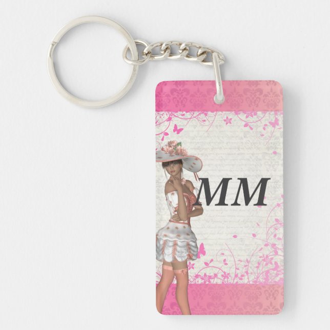 Porte-clefs fille d'été rose (Devant)