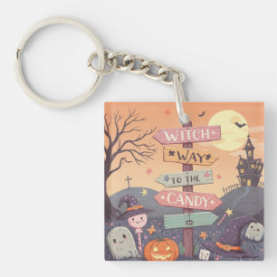 Porte-clefs Fille Halloween - Sorcière jusqu'au bonbon