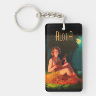 Porte-clefs Fille Hawaii avec Ukulele