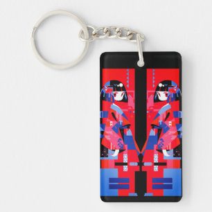 Porte-clefs Fille japonaise abstraite moderne – Kimono géométr