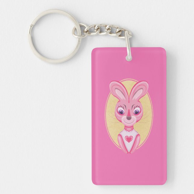 Porte-clefs Fille lapin mignonne dessin animé  (Devant)