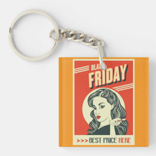 Porte-clefs Fille Pin-Up Pop Art du Vendredi Noir Rétro