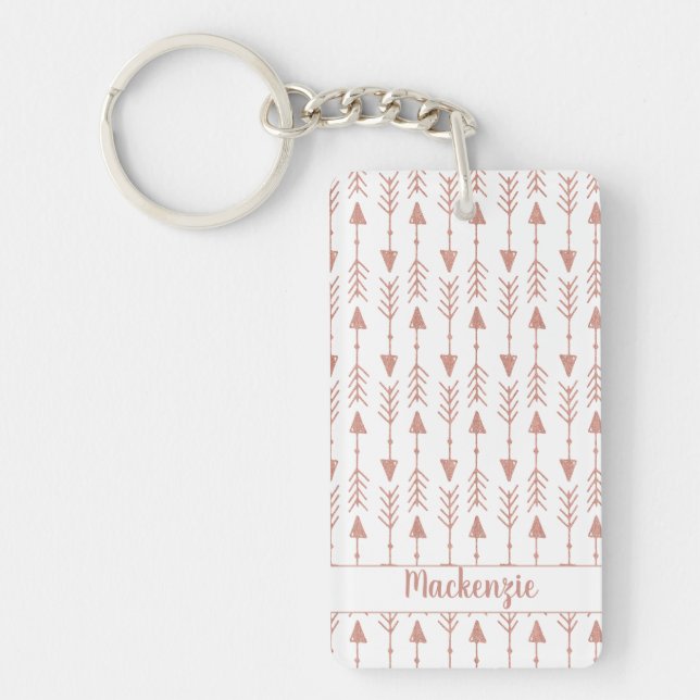 Porte-clefs Fille Rose Gold Foil Style Tribal Flèches Photo (Devant)