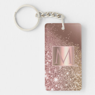 Porte-clefs Fille Rose Gold Parties scintillant Nom Monogramme