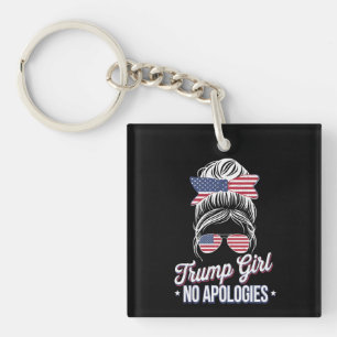 Porte-clefs Fille Trump Pas d'Excuses Bun Désordonné Rétro Vin