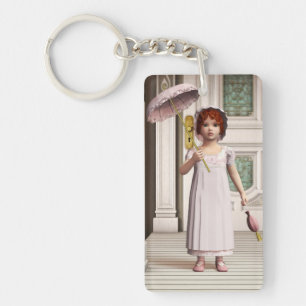 Porte-clefs Fille Vintage - Douce Art Rétro de Style Victorien