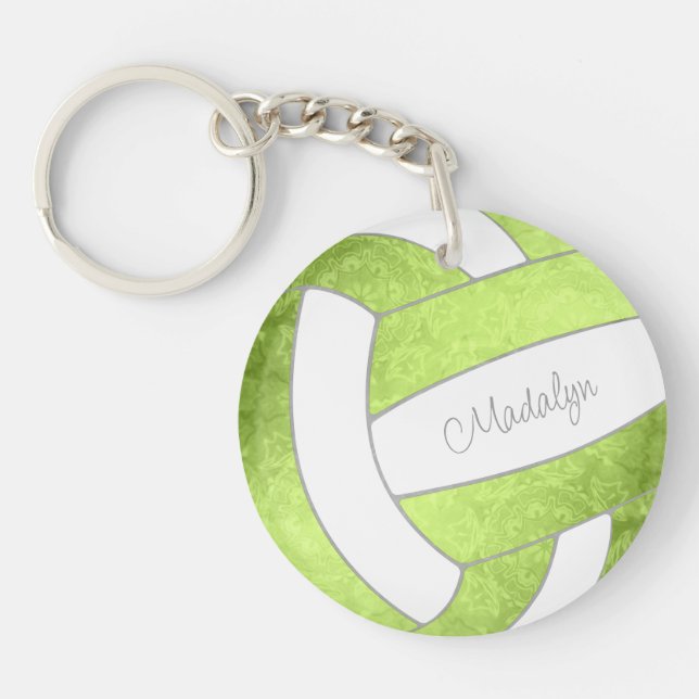 Porte-clefs filles vert vif nom volleball (Devant)