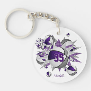Porte-clefs filles violet gris basket étoiles