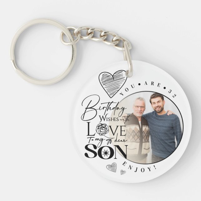 Porte-clefs Fils moderne , anniversaire de petit-fils Typograp (Devant)
