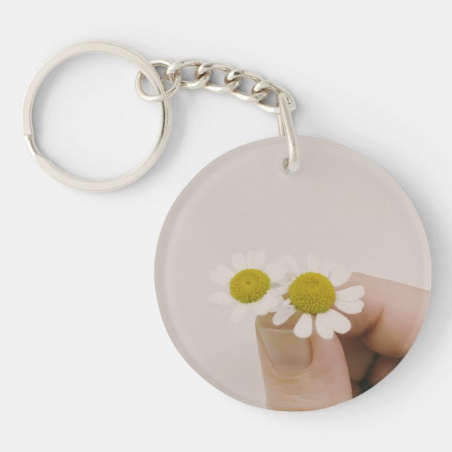 Porte-clefs Fingertip Daisy – Aesthetic Floral Acrylic (Devant)