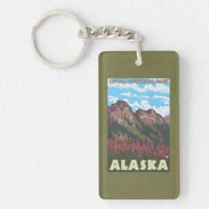 Porte-clefs Fireweed et montagnes - parc national de Denali,
