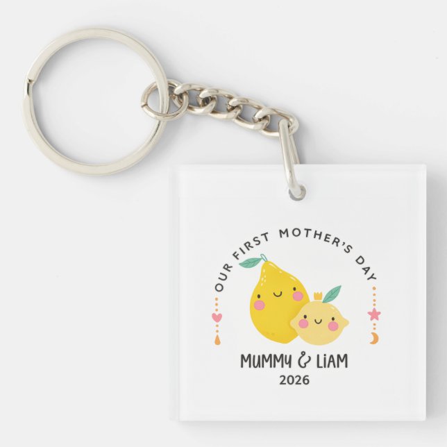 Porte-clefs First Mother’s Day 2026 Cute Lemon Mom & Baby  (Devant)