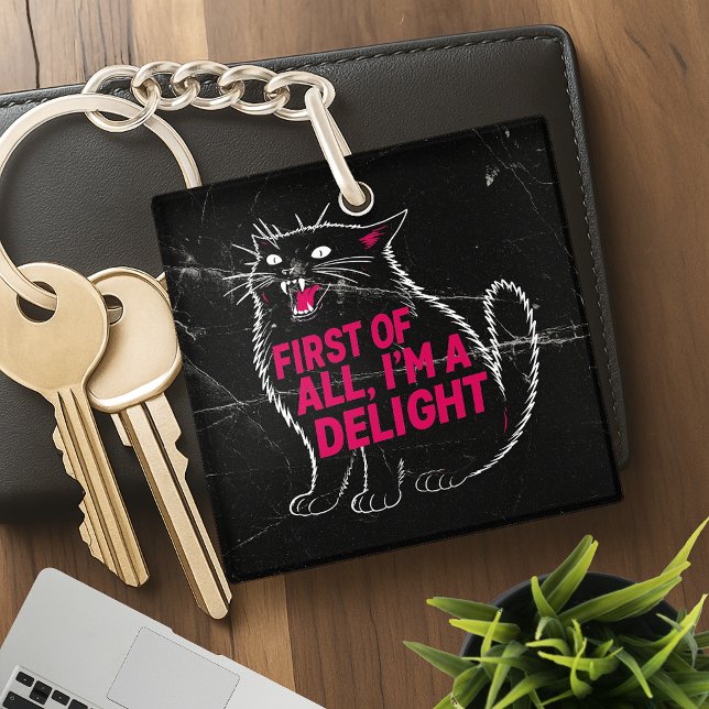Porte-clefs First Of All I'm A Delight Roaring Black Cat (Créateur téléchargé)