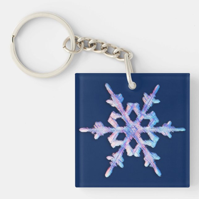 Porte-clefs Flacon de neige Iridescente sur bleu foncé (Devant)