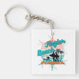 Porte-clefs Flagler Beach Floride Vintage Retro Sunset